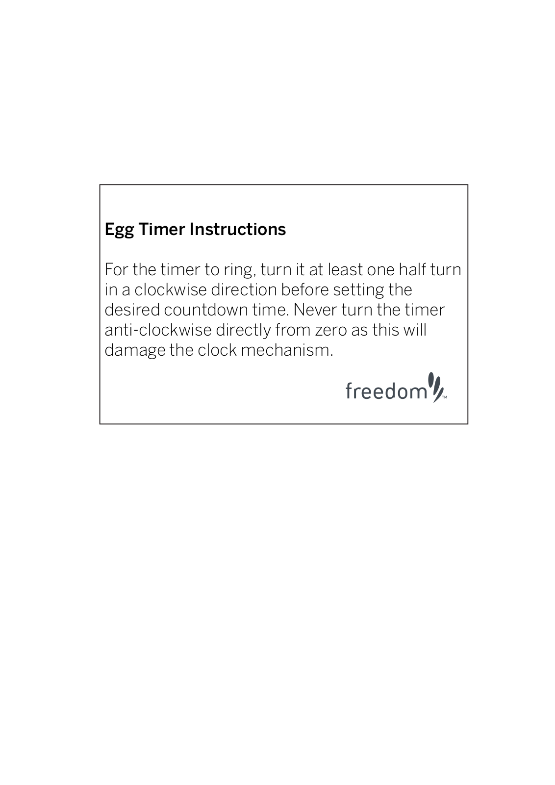 Freedom egg timer Assembly Instruction