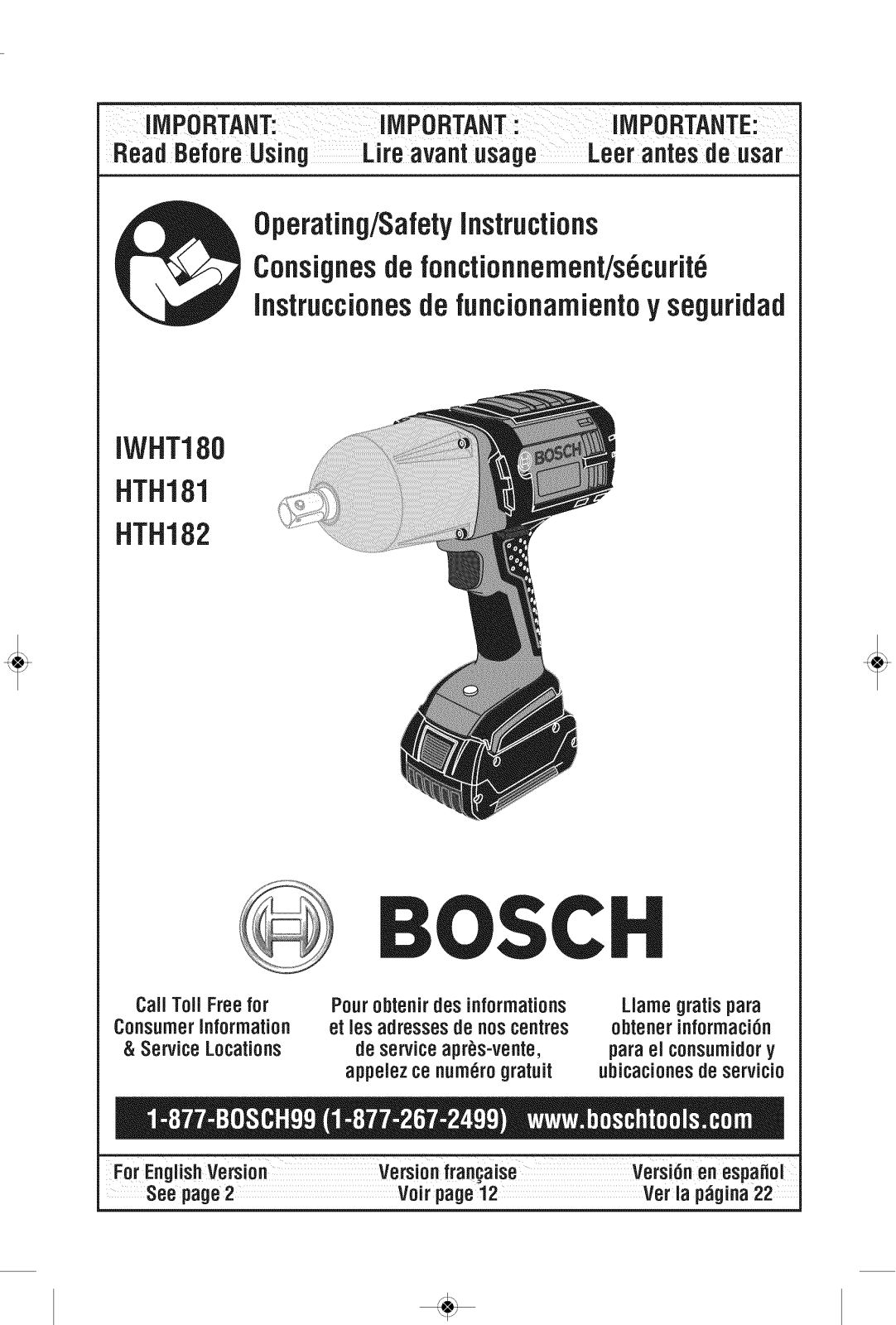 Bosch IWHT180-01, HTH181-01 Owner’s Manual