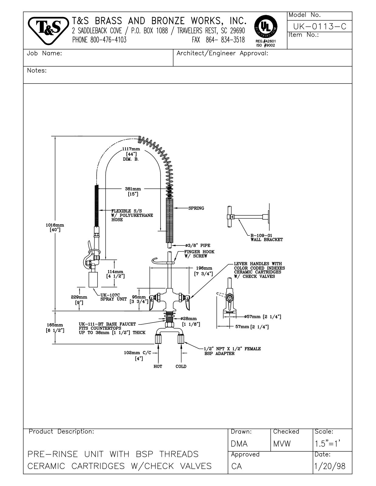 T&S Brass UK-0113-C User Manual