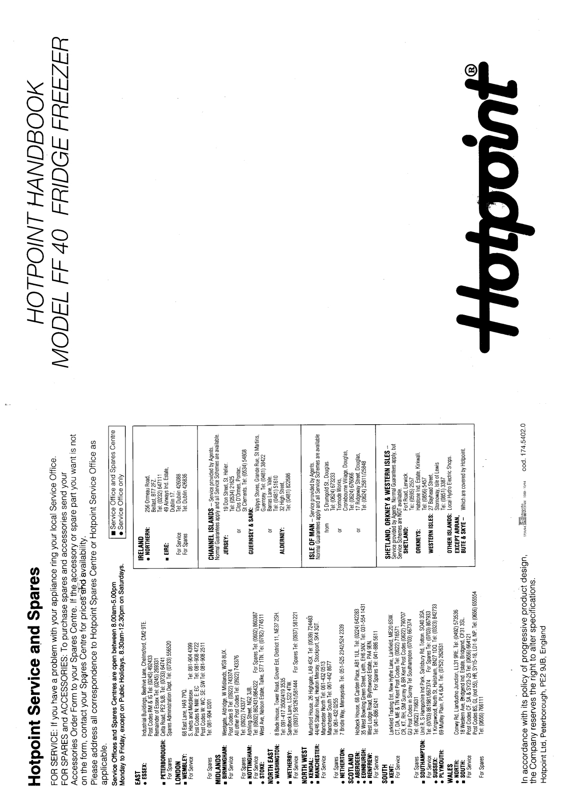 Hotpoint FF40 User Manual