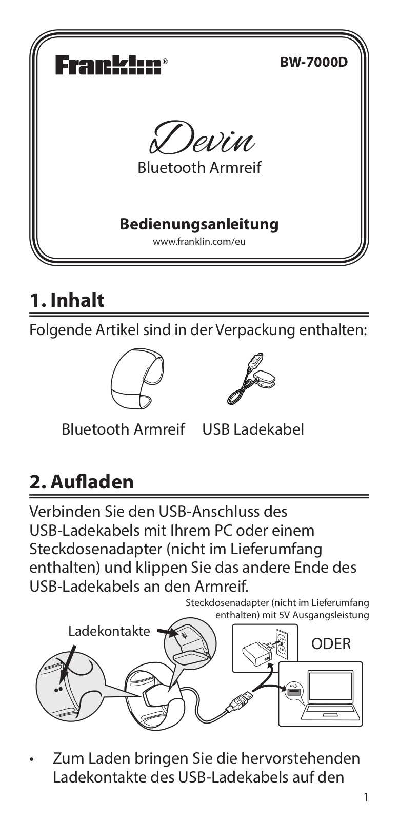 Franklin BW-7000D User guide