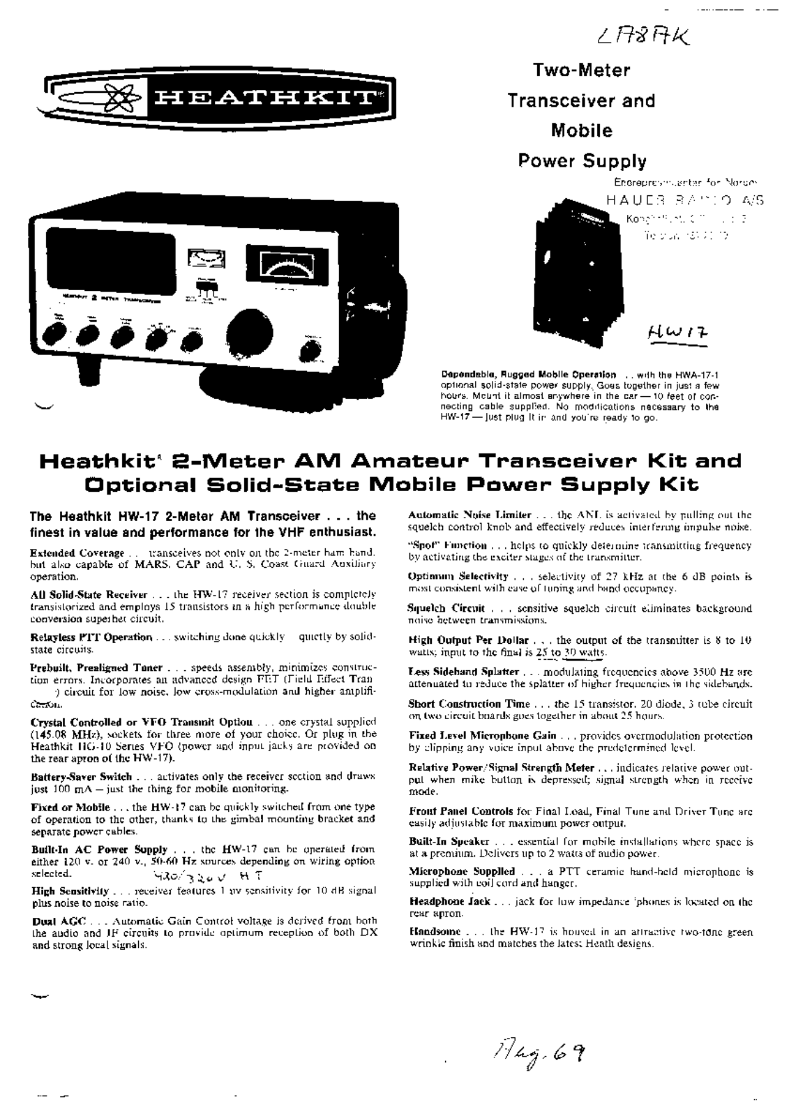 Heathkit HW-17 Schematic