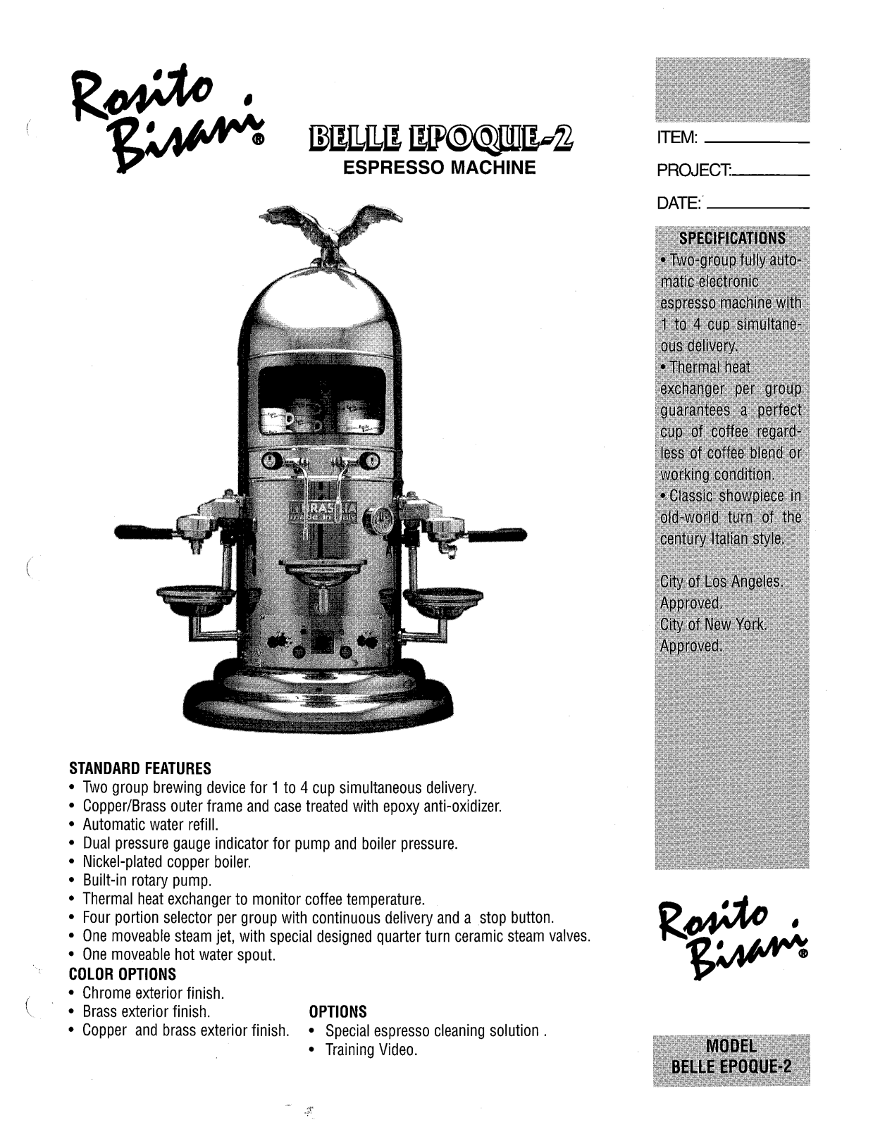 Rosito Basani BELLE EPOQUE-2 User Manual