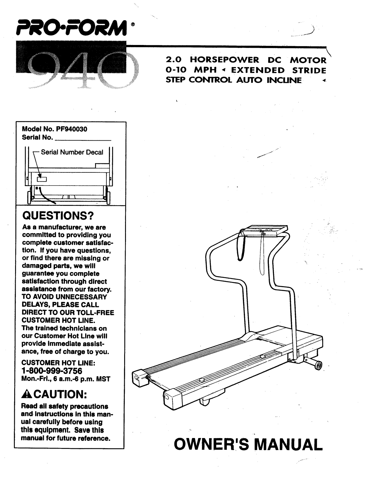 ProForm PF940030 User Manual