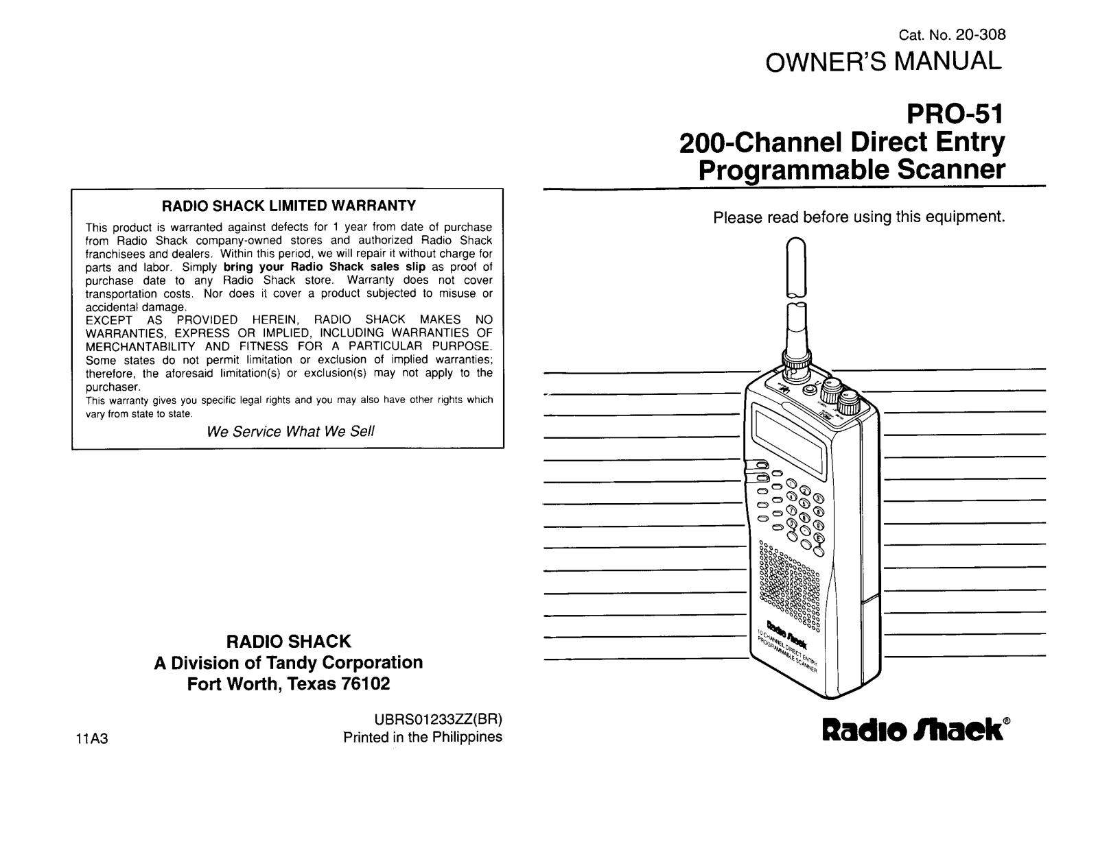 RadioShack PRO-51 Owners Manual