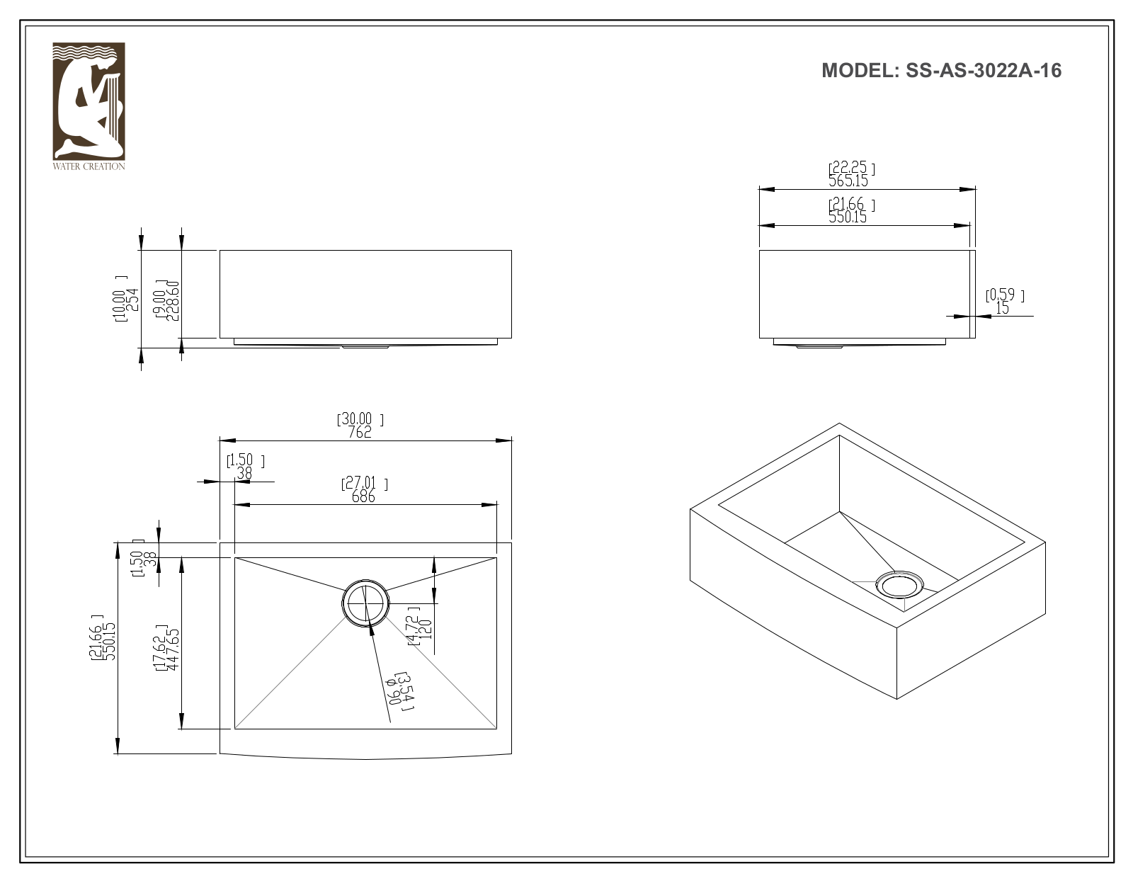 Water Creation SSSGAS3022A16, SSAS3022A16, SSSAS3022A16, SSAS3022A, SSSAS3022A User Manual