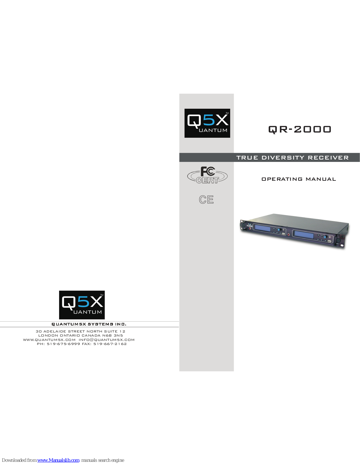 Quantum5x QR-2000 Operating Manual - ManualMachine.com