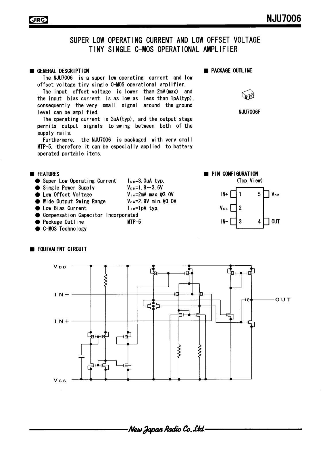 JRC NJU7006F Datasheet