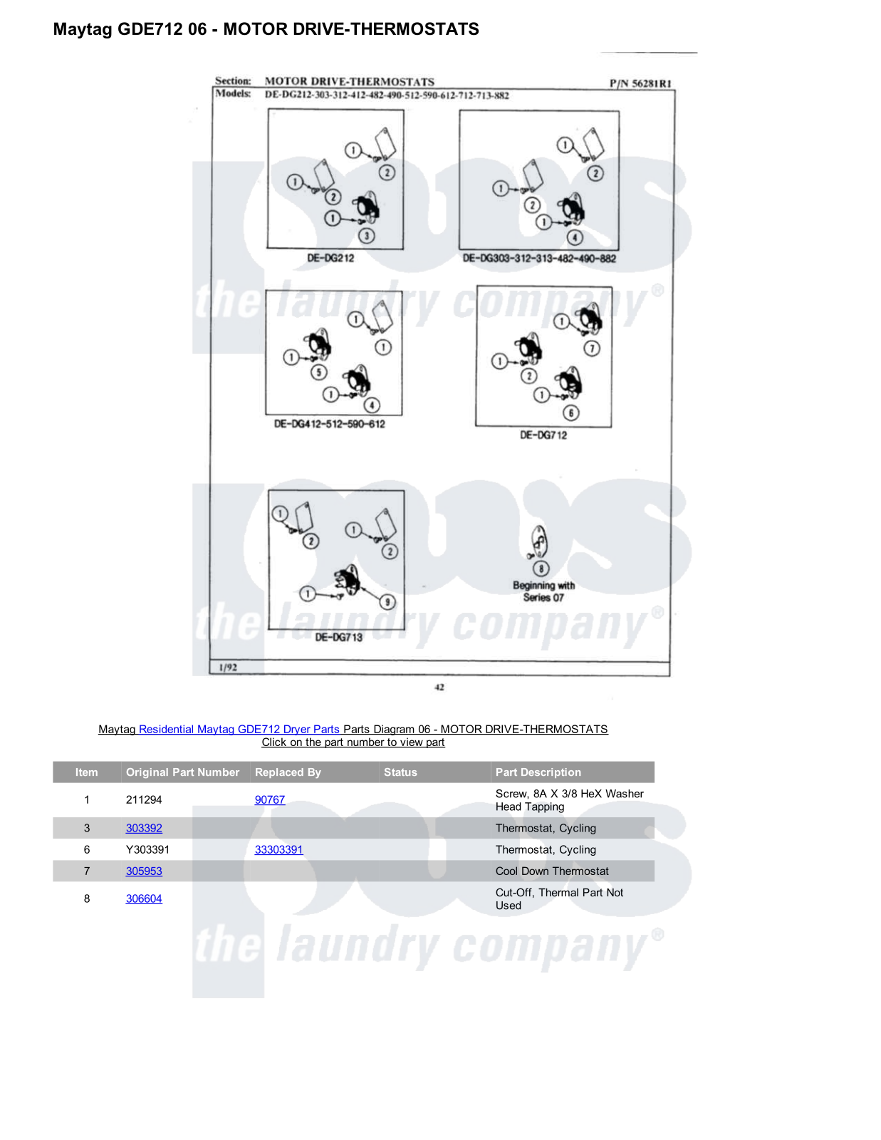 Maytag GDE712 Parts Diagram