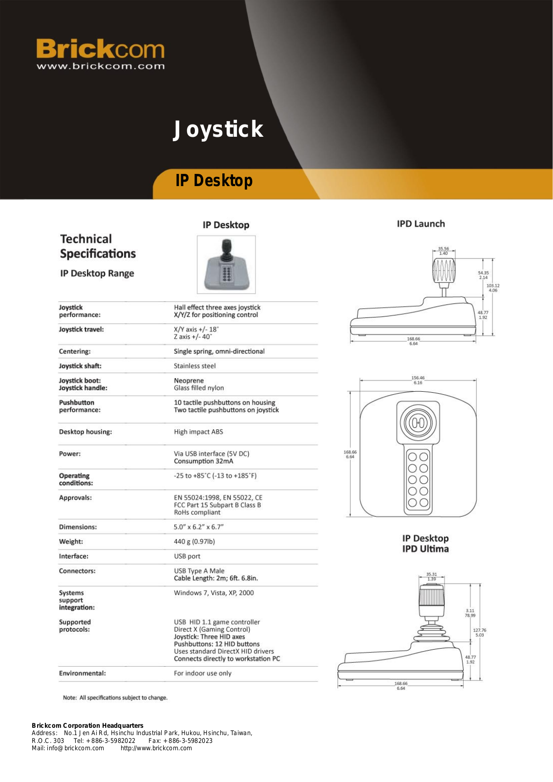 Brickcom IP Desktop Specsheet