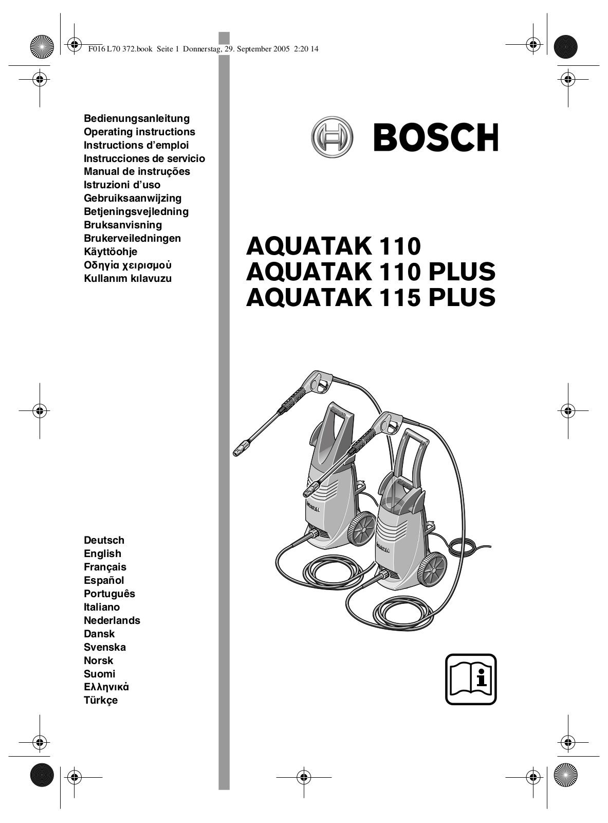 Bosch Aquatak 115 PLUS, Aquatak 110 PLUS User Manual
