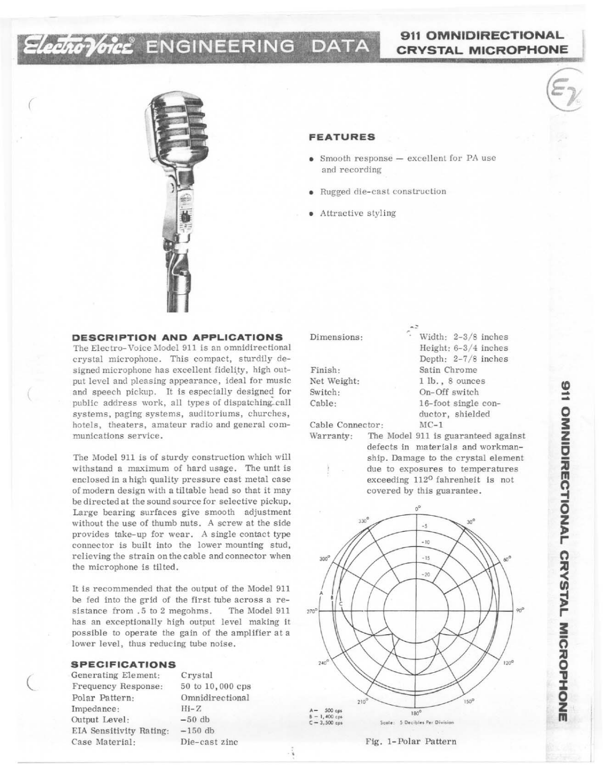 Electro-voice 911 DATASHEET