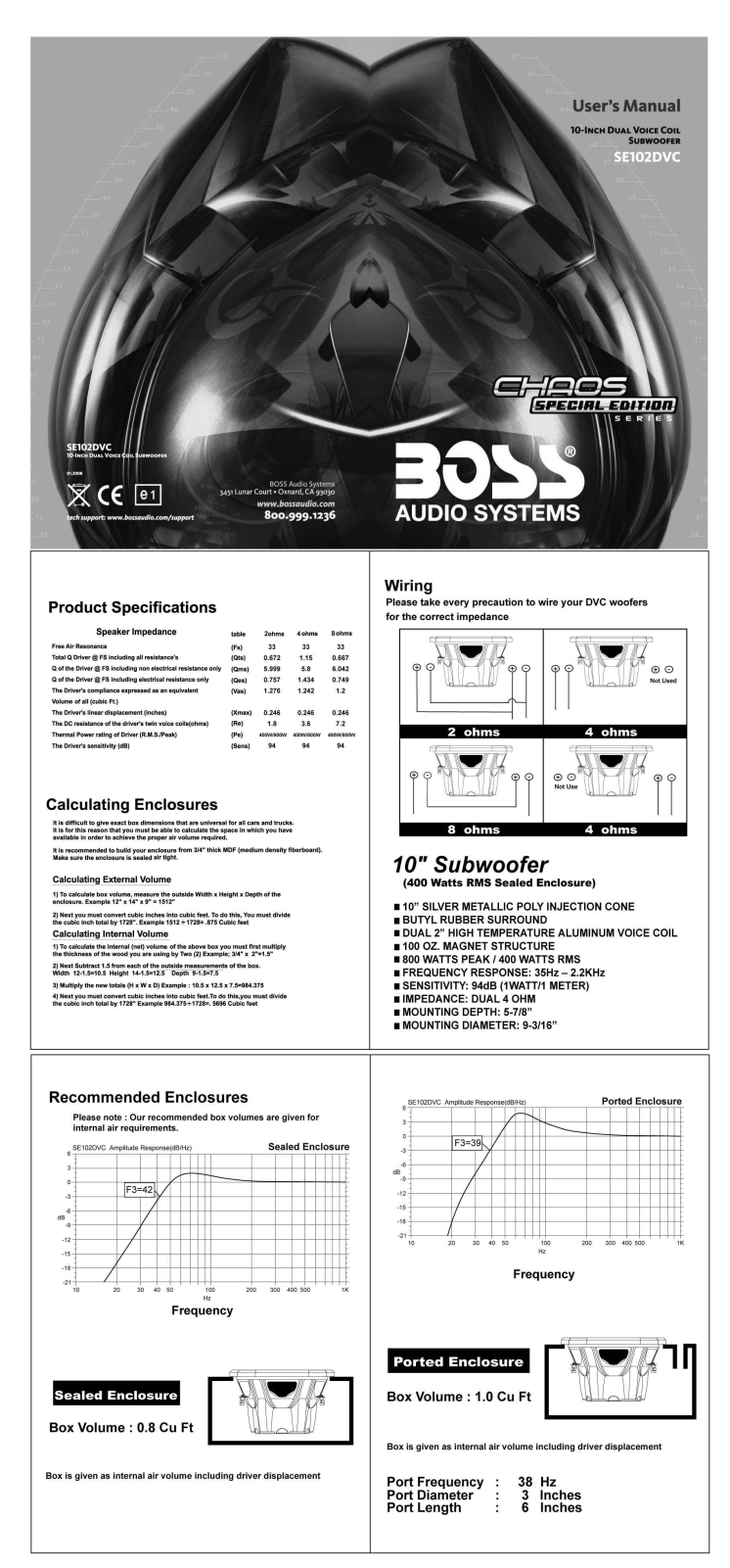 Boss Audio SE102DVC User Manual