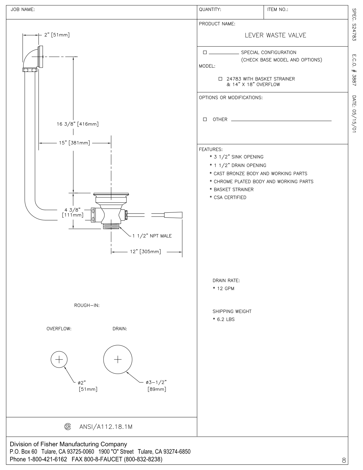 Fisher Manufacturing 24783 User Manual