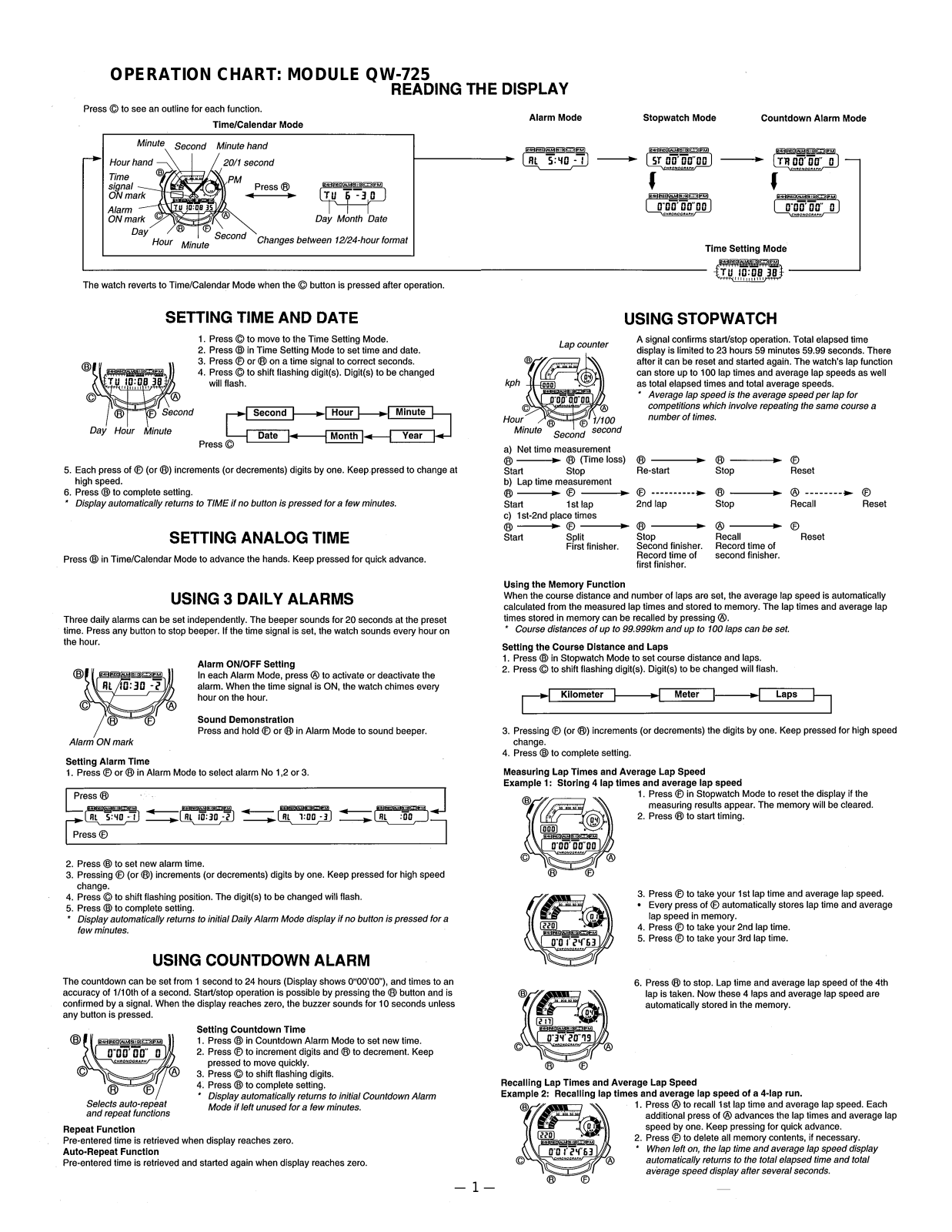 Casio 725 Owner's Manual