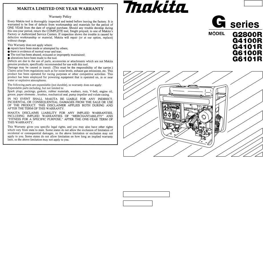 Makita G4101R, G6101R, G4100R, G2800R User Manual