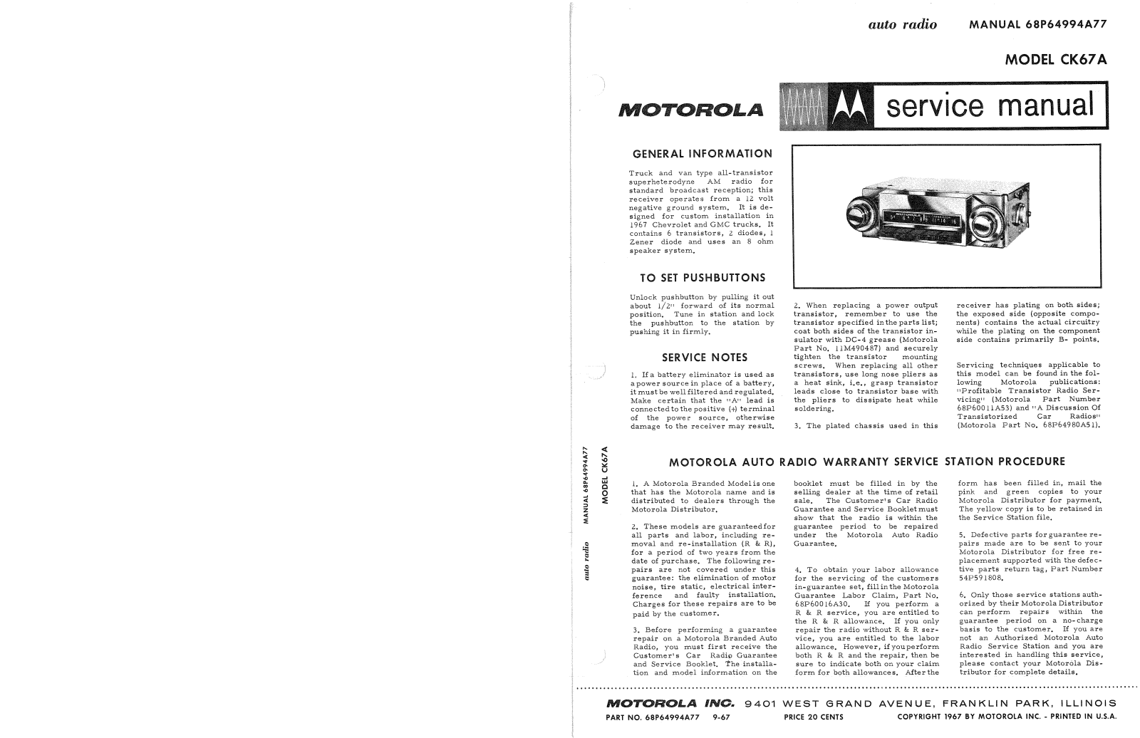 Moth Audio CK-67-A Service manual