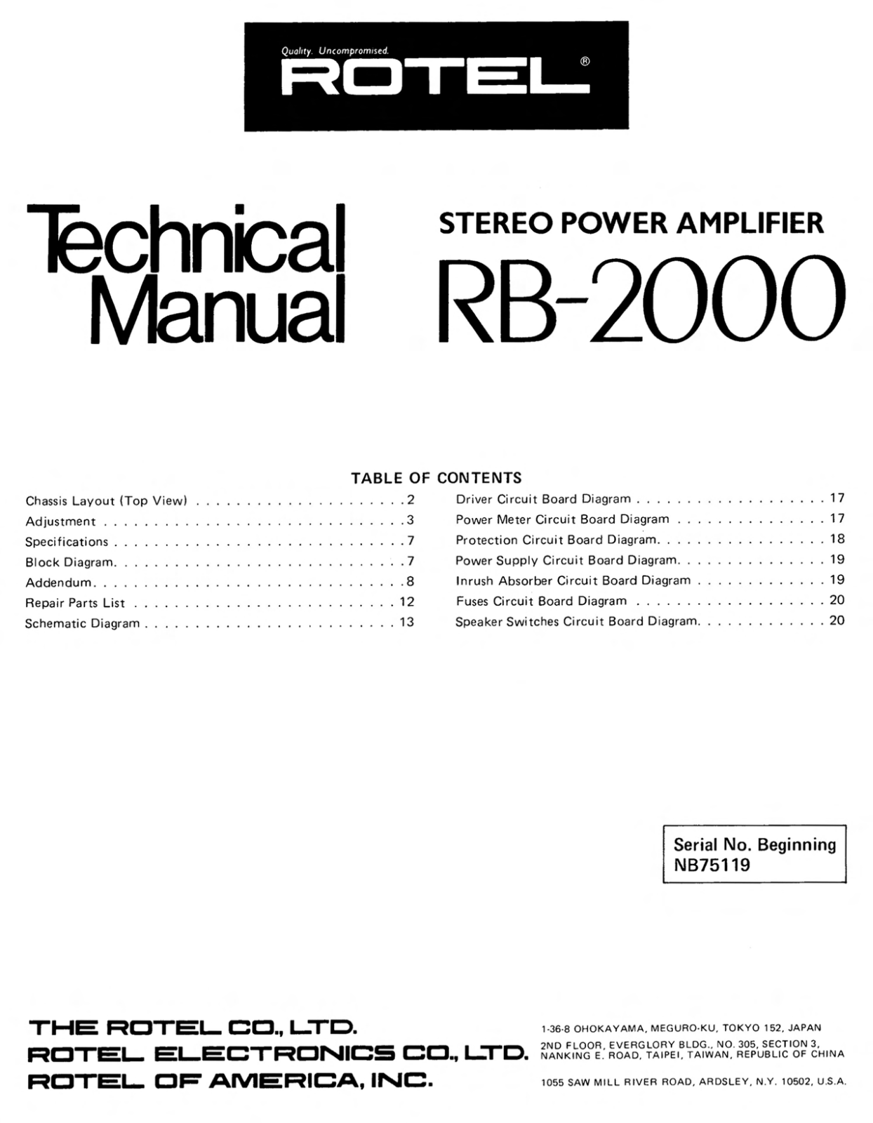 Rotel RB-2000 Service manual