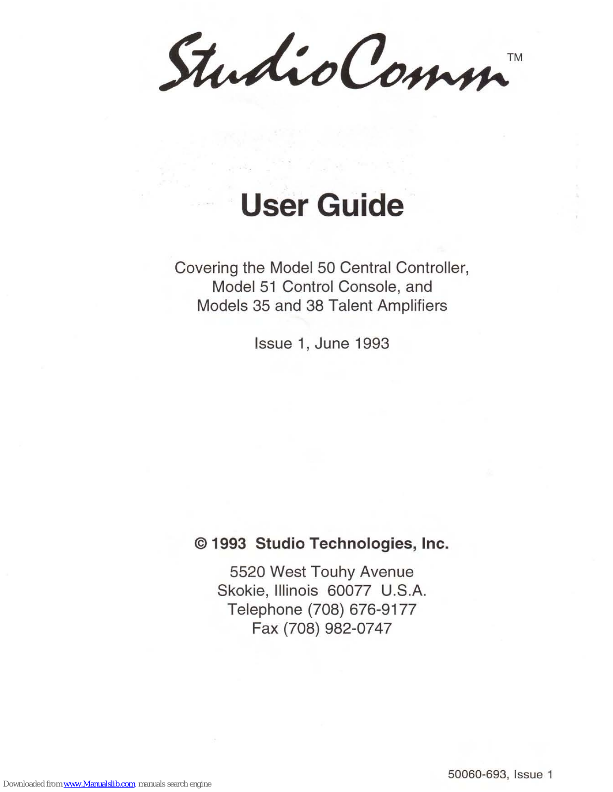 Studio Technologies StudioComm 50, StudioComm 51, StudioComm 35, StudioComm 38 User Manual