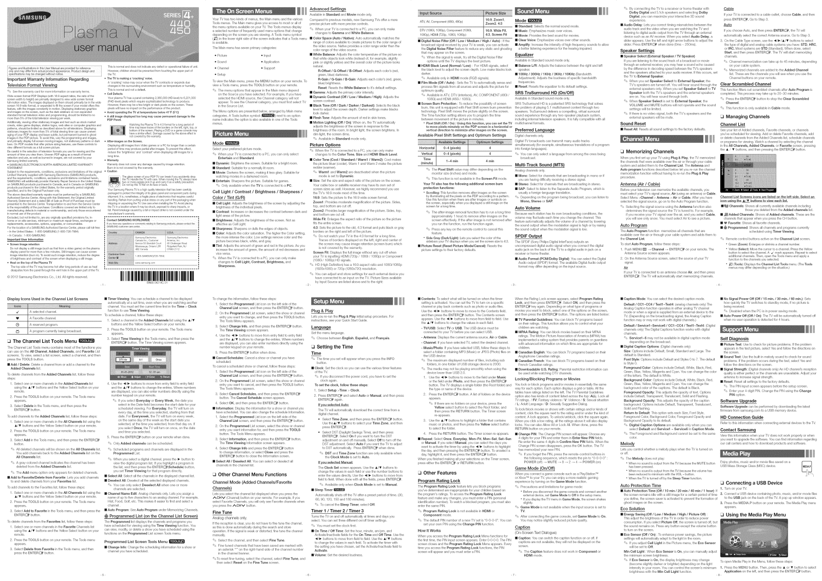 Samsung PN51E450A1FXZA-TD02, PN51E450A1FXZA-SD01, PN43E450A1FXZA-TS02 Owner’s Manual