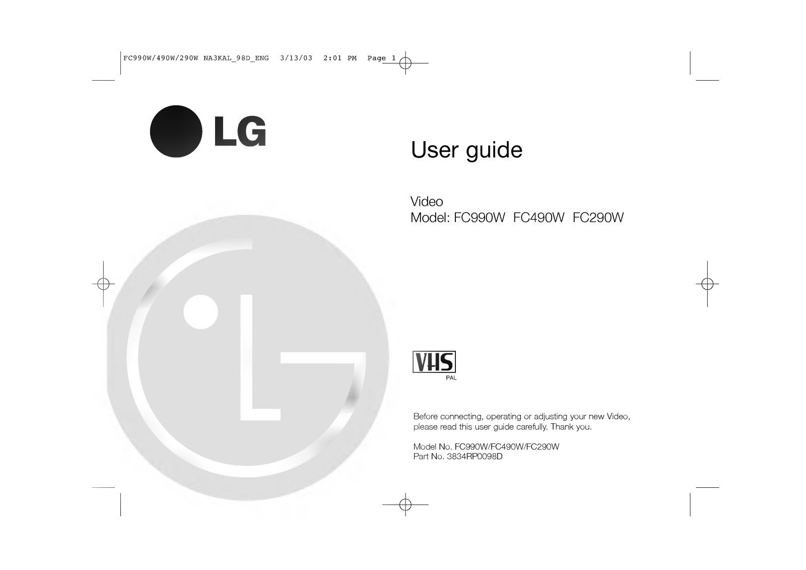 LG FC490W Owner's Manual