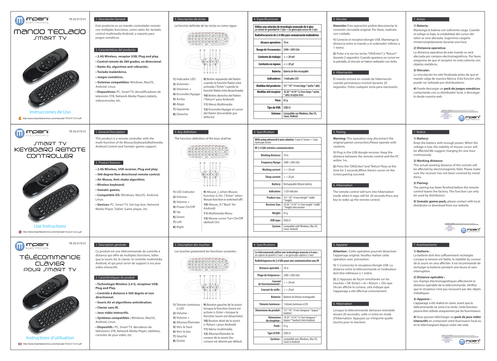 imperii electronics Smart TV KeyBoard Remote Controller Instruction Manual