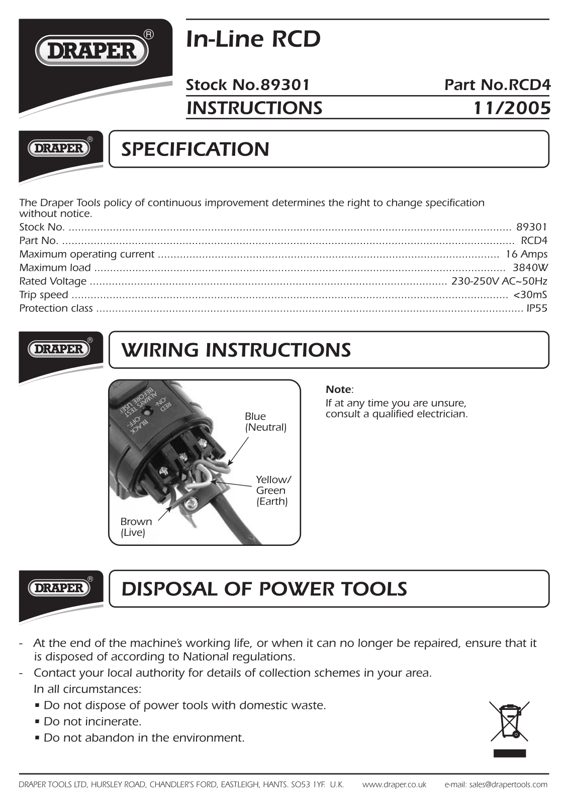 Draper Tools 89301 Instructions - ManualMachine.com