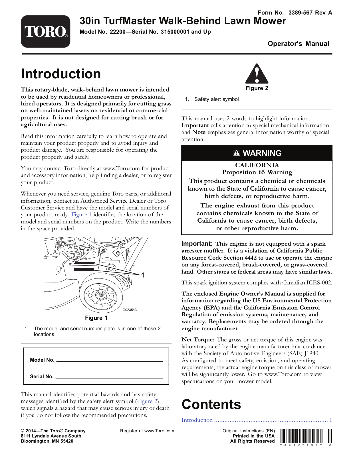 Toro 22200 Operator's Manual