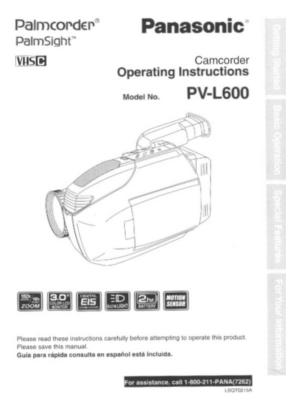 Panasonic PV-L600, PV-L600D User Manual