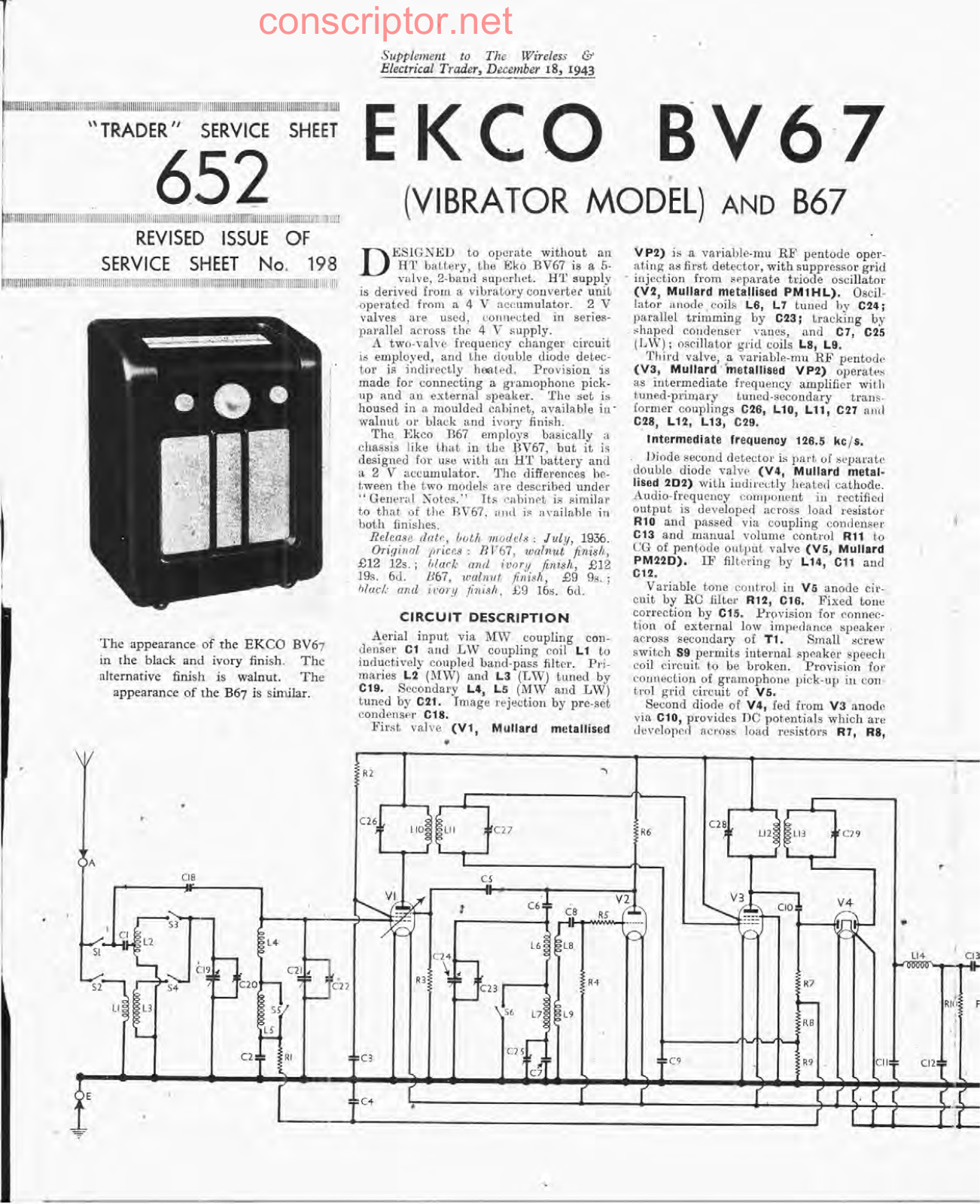 EKCO BV67 Service manual