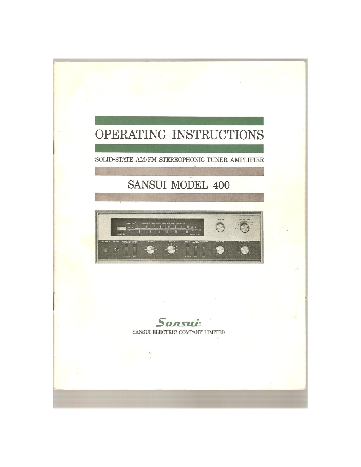 Sansui 400 Owners manual