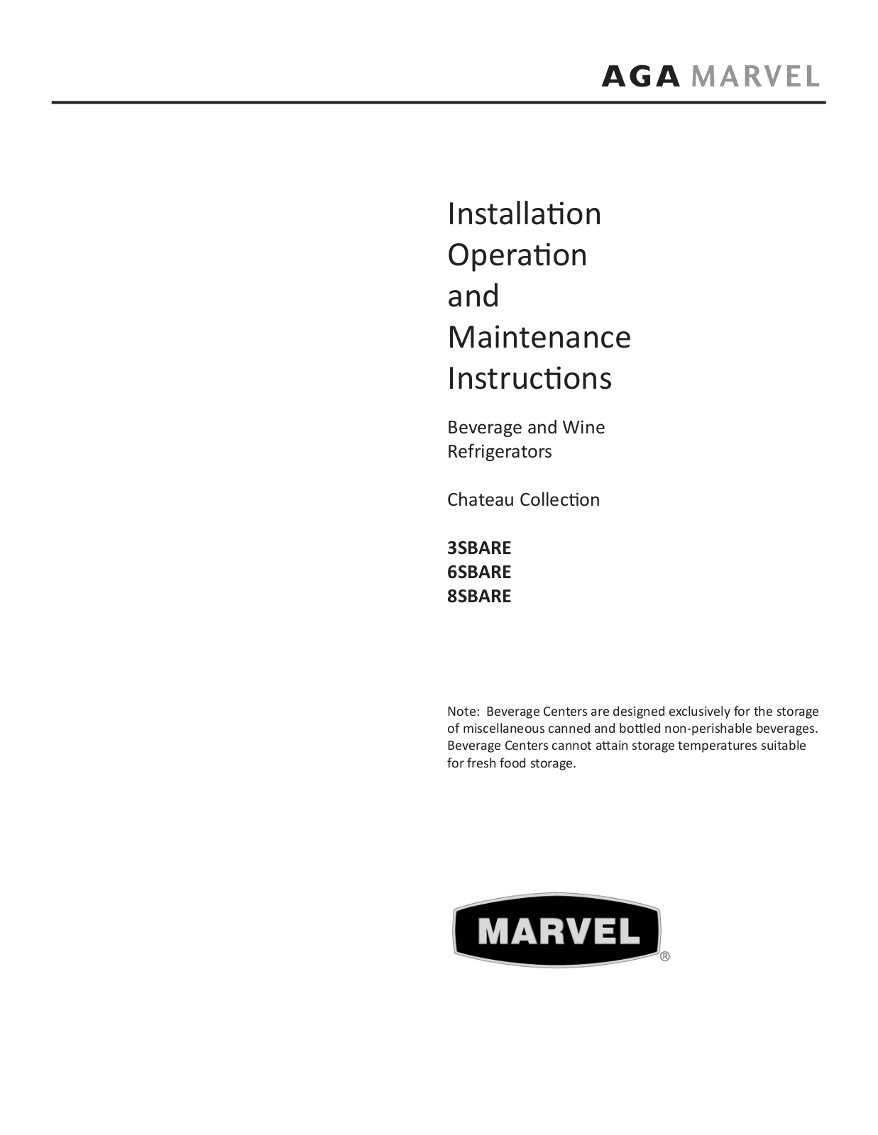 Marvel 8SBARE Operation Manual