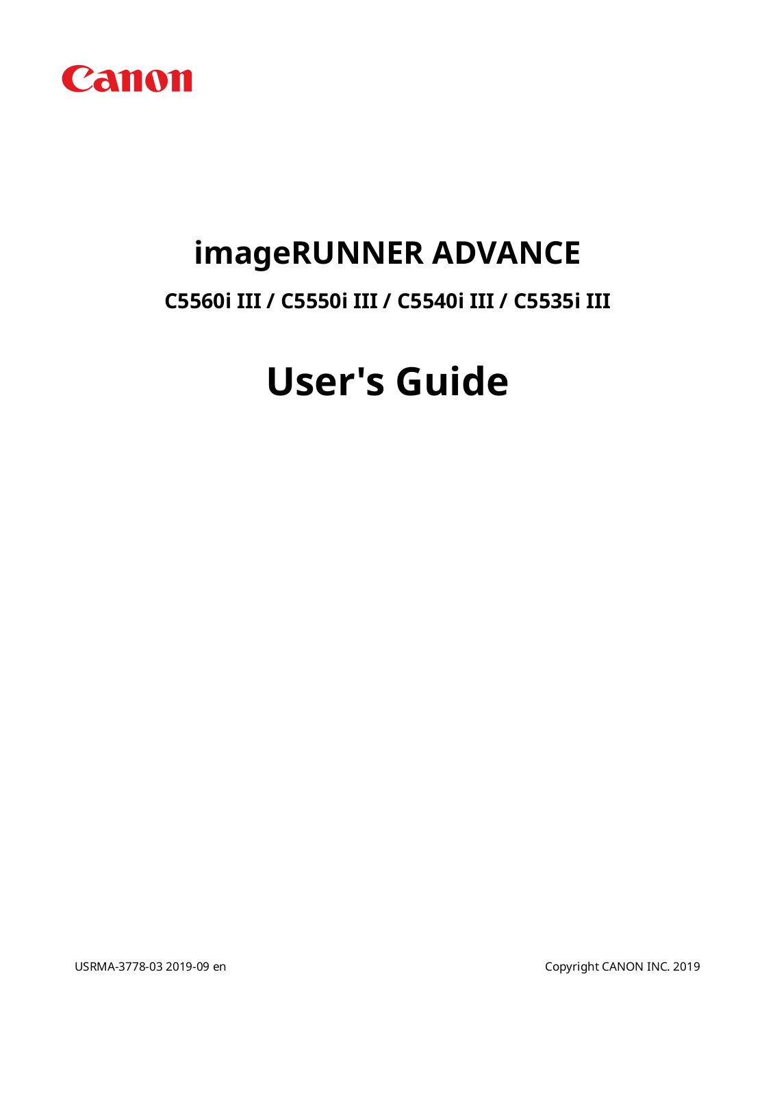 Canon imageRUNNER ADVANCE C5560i III, imageRUNNER ADVANCE C5550i III, imageRUNNER ADVANCE C5540i III, imageRUNNER ADVANCE C5535i III User Manual