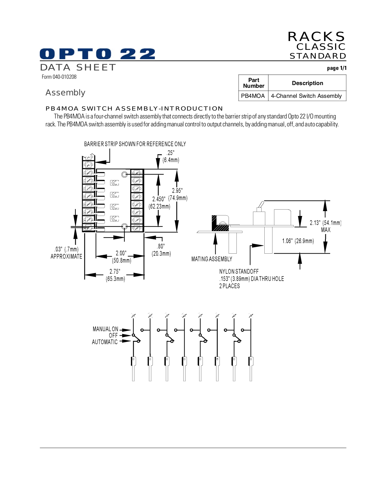 Opto 22 PB4MOA Data Sheet