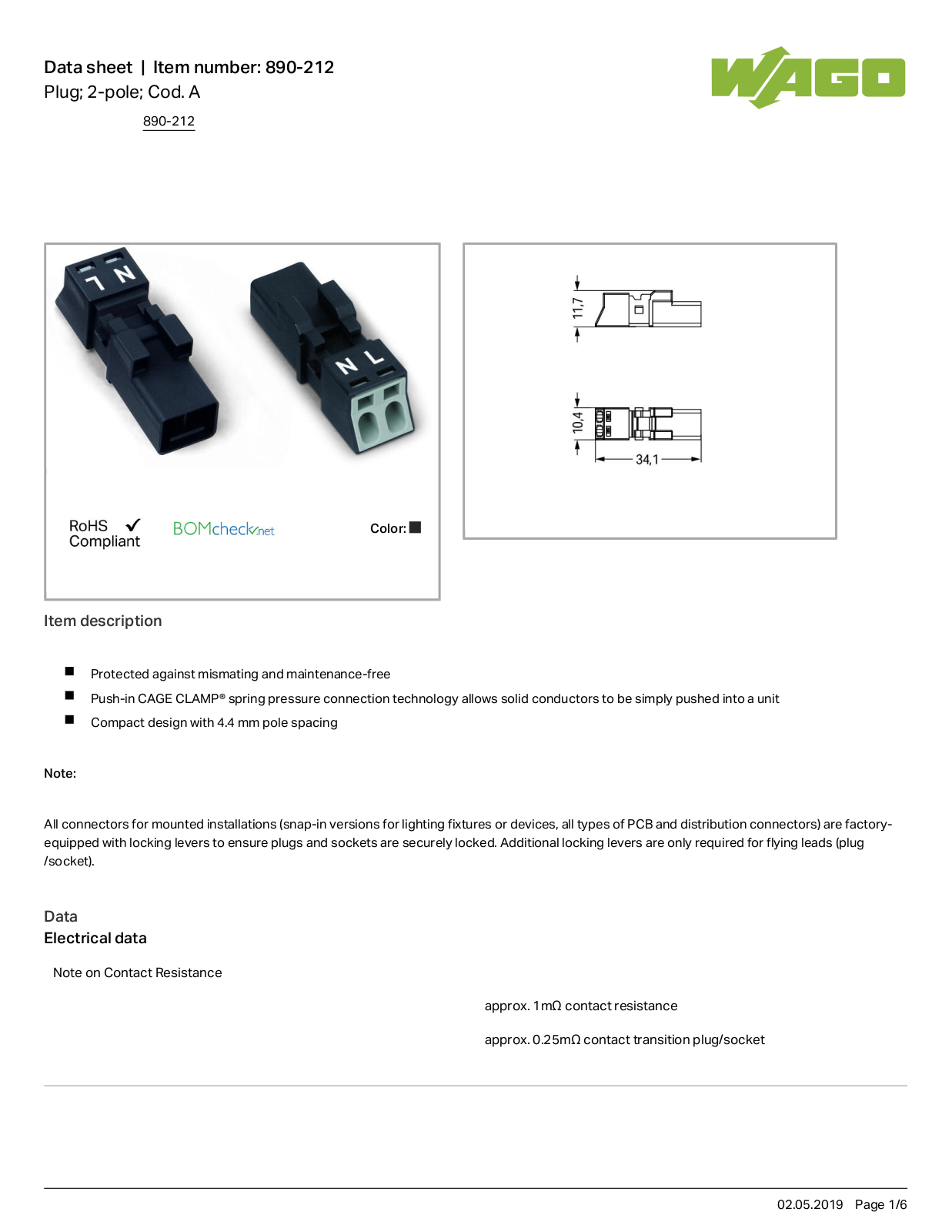 Wago 890-212 Data Sheet