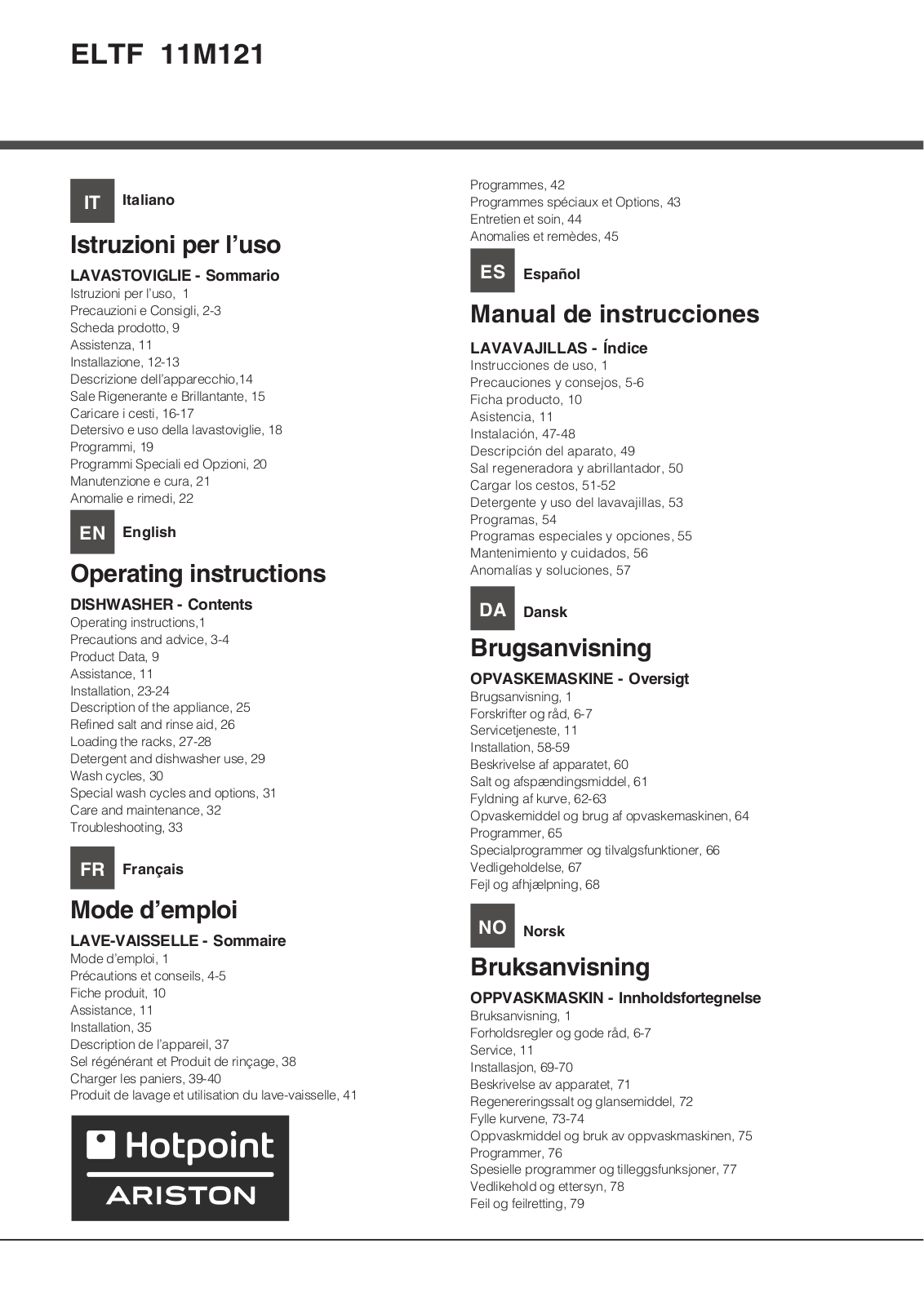 Hotpoint ELTF 11M121 CL EU User Manual