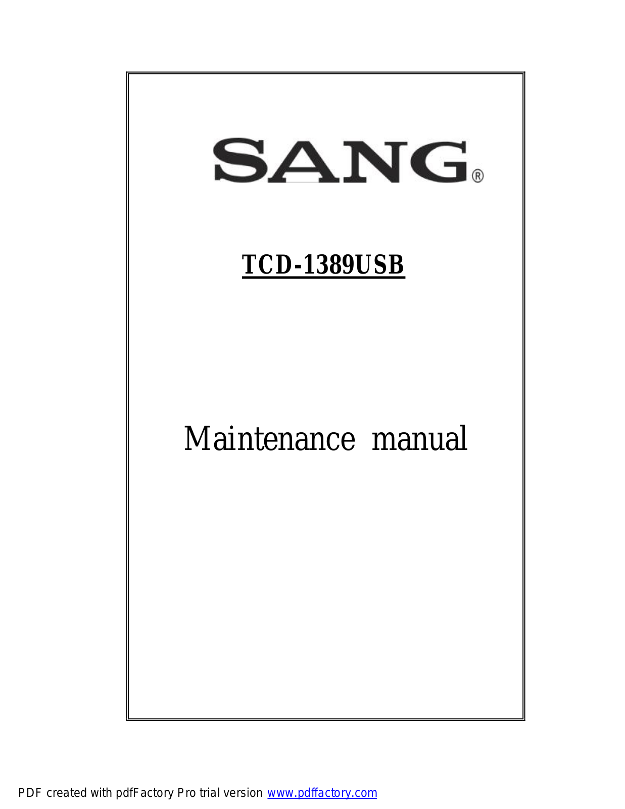Datasheet SANG_TCD-1389USB Datasheet - ManualMachine.com