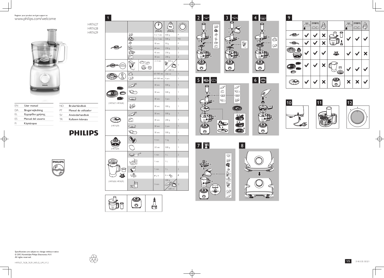 Philips HR7627, HR7628, HR7629 User Manual