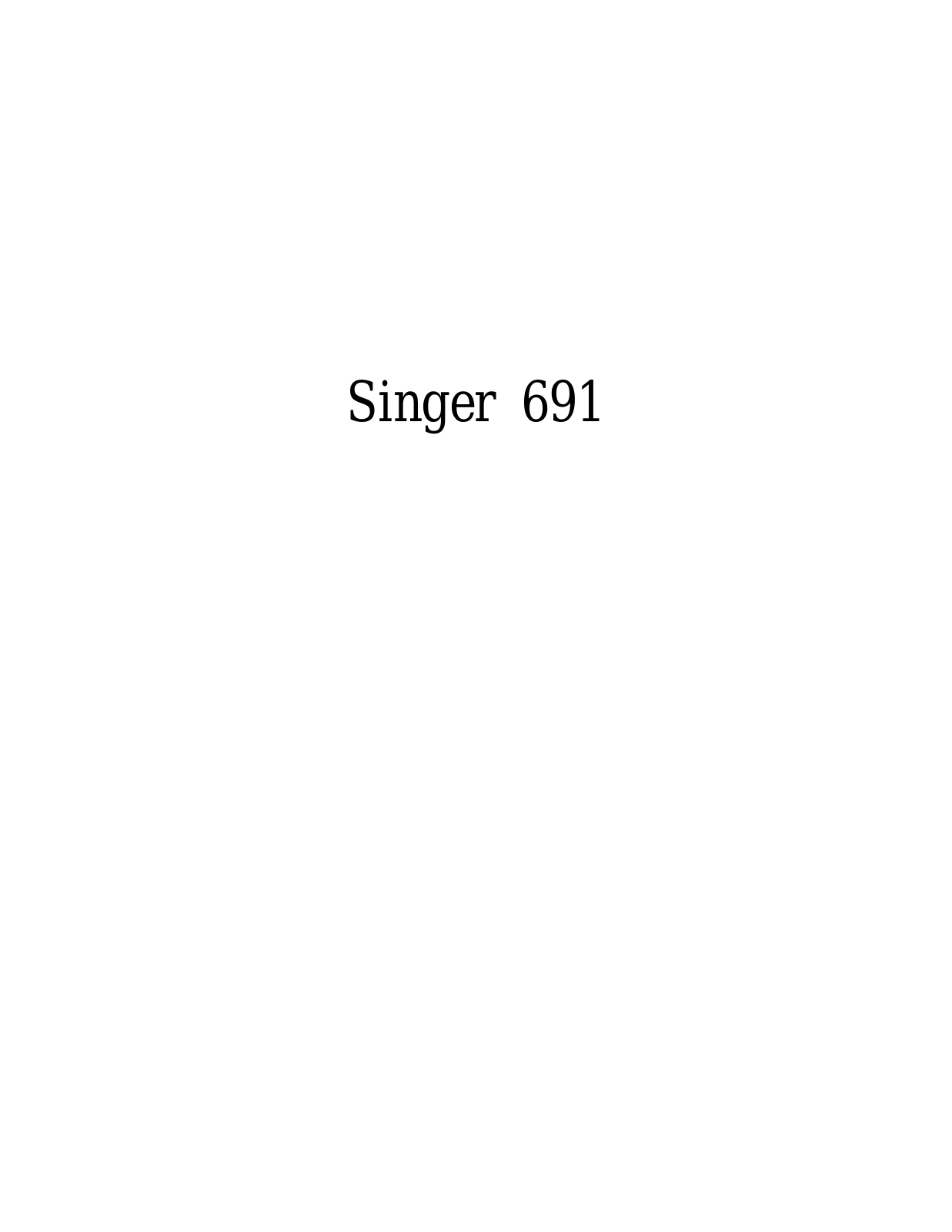 Singer 691 User Manual