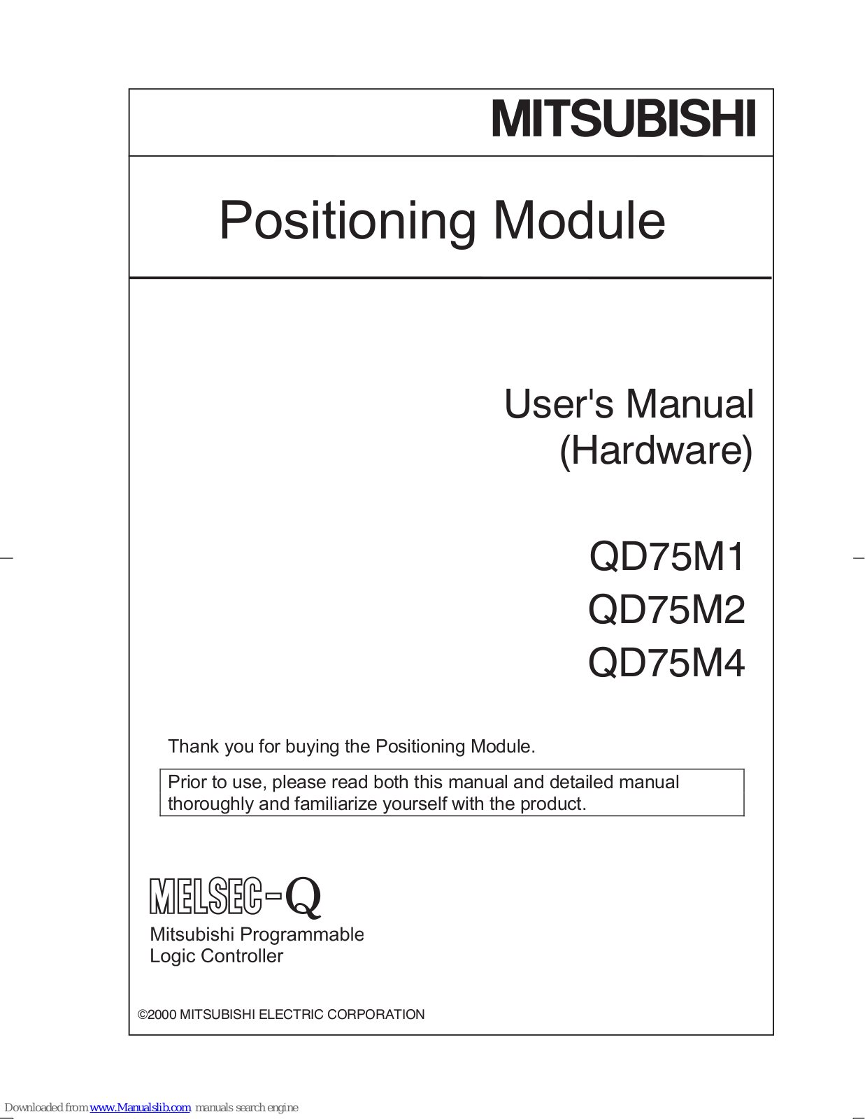 Mitsubishi QD75M1, QD75M2, QD75M4 User Manual