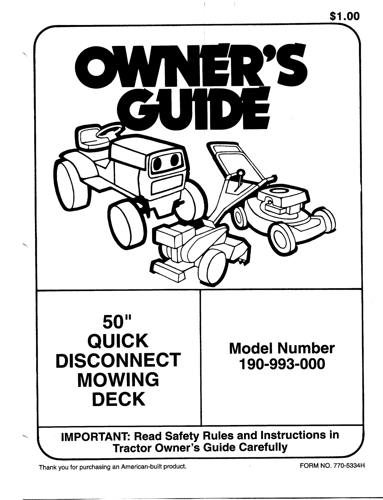 MTD 190-993-000 User Manual