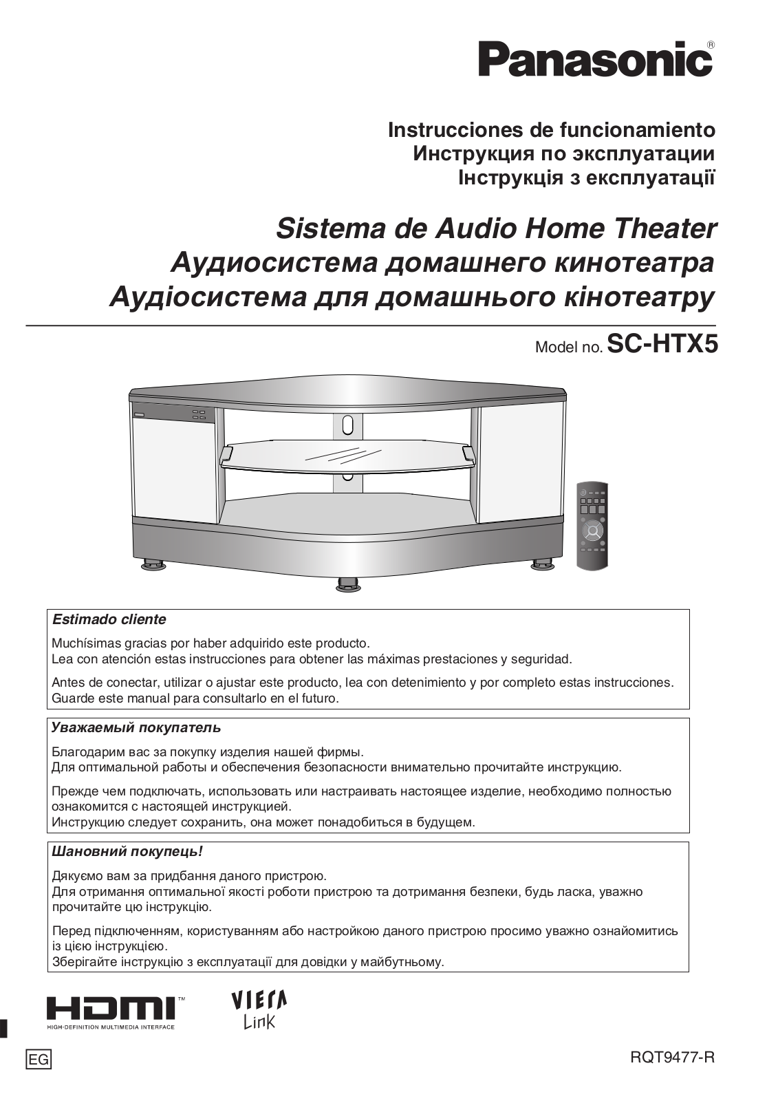 Panasonic SC-HTX5 User manual