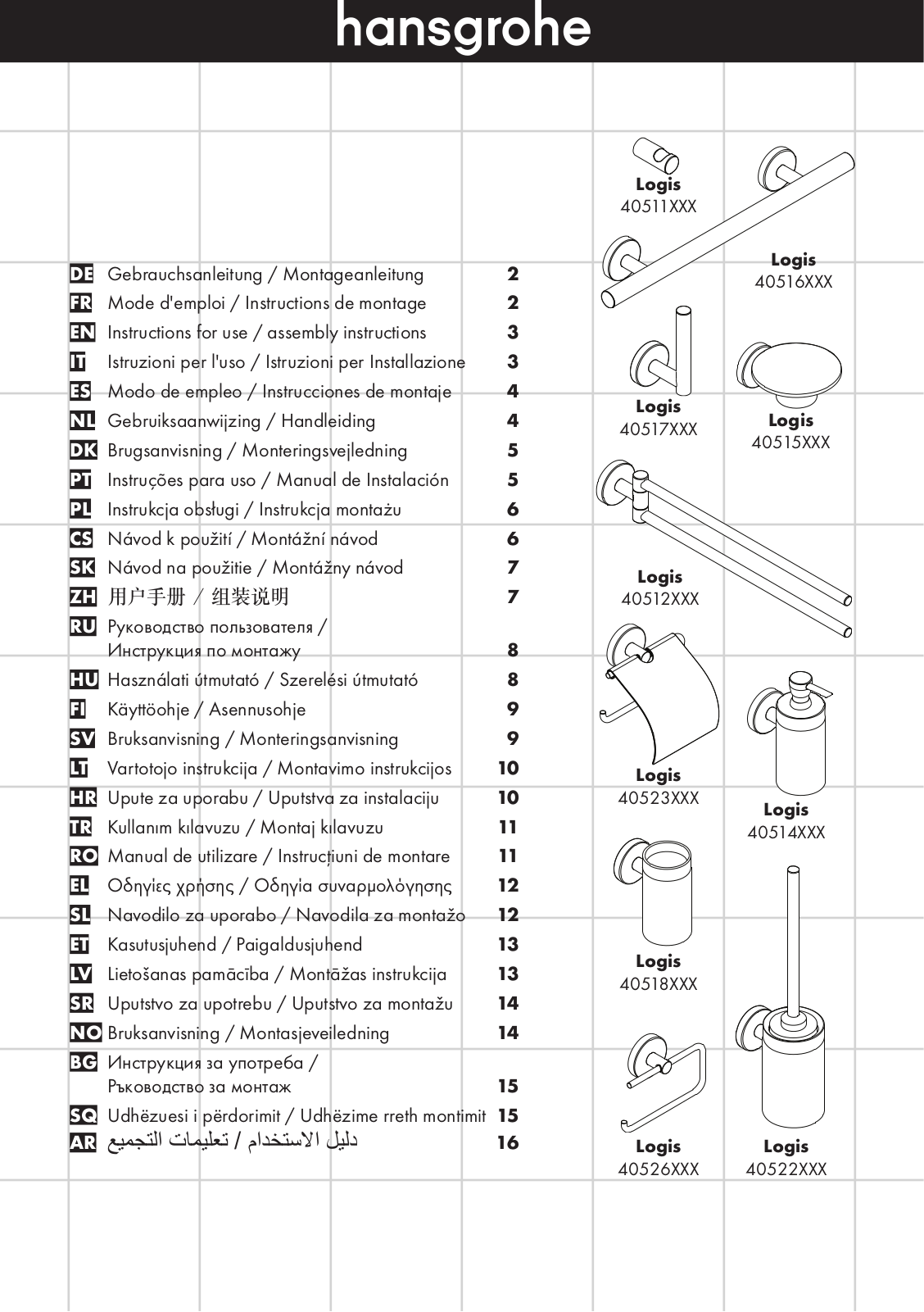 Hansgrohe 40517000 User Manual