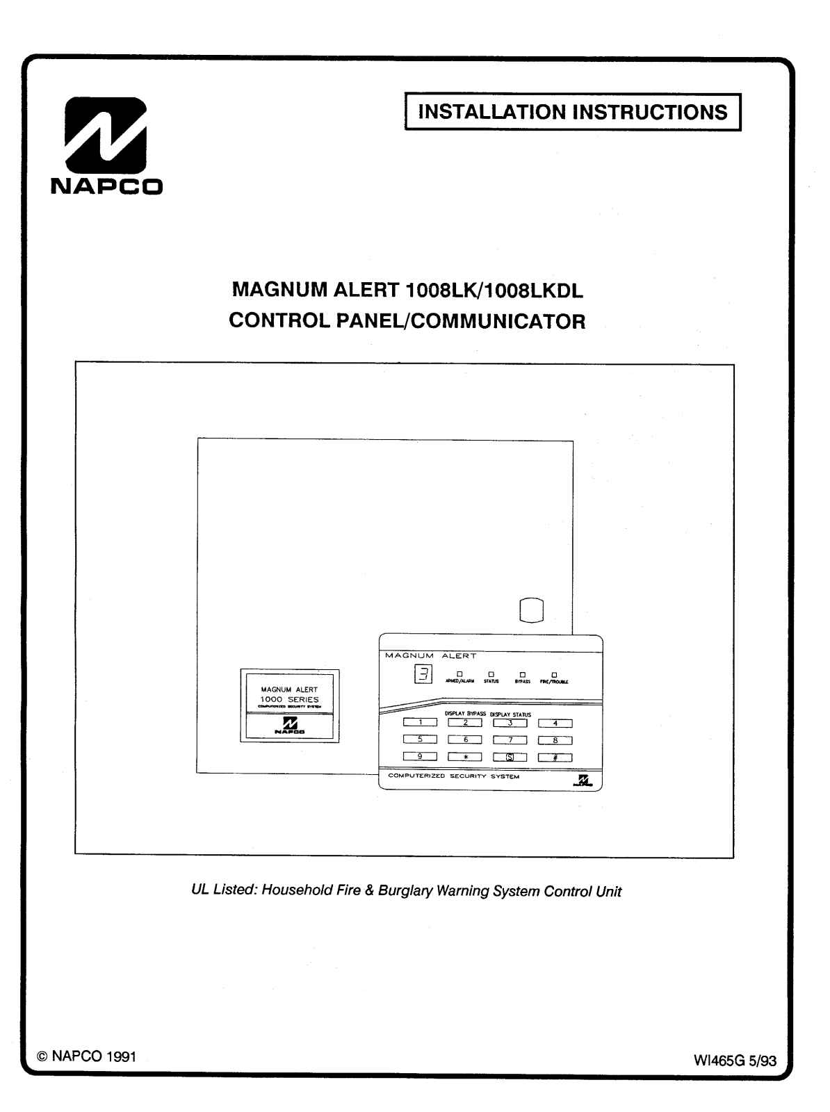 NAPCO MA1008LKDL Installation Manual