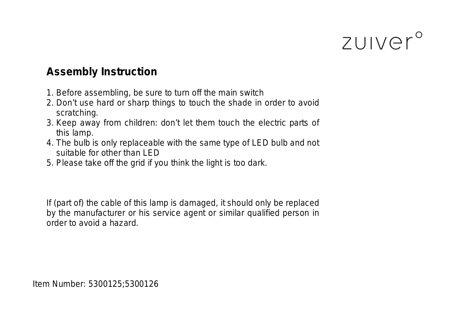 Zuiver ZIVE1368 Installation & Assembly - ManualMachine.com