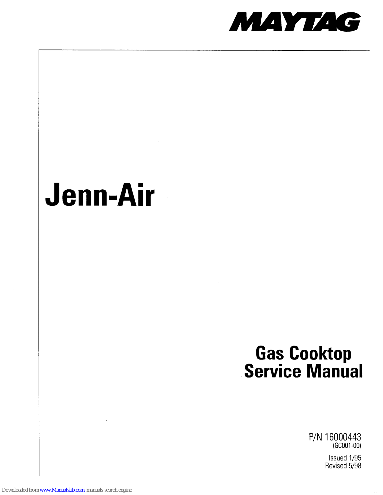 Jenn-Air Gas cooktops, CG100, CG106, CG106-C, CG200 Service Manual