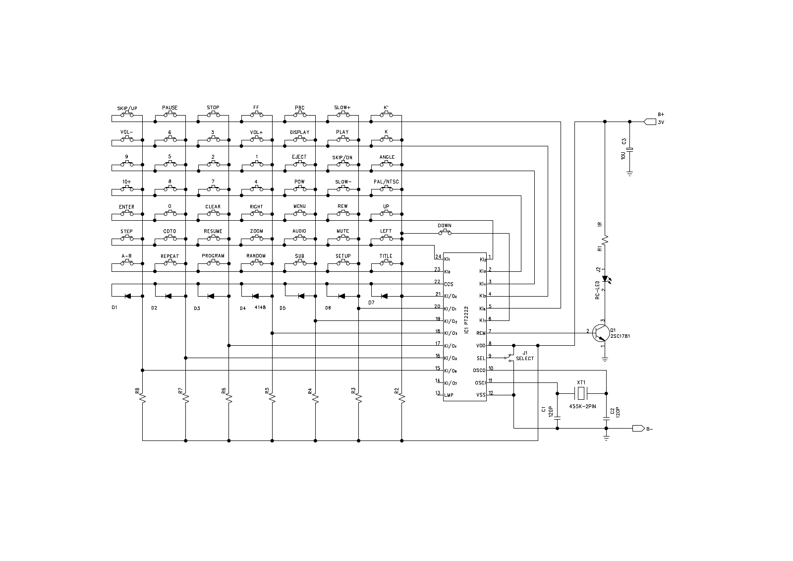 Prolodgy DVD-200 MKII schematic diagram (remote control)