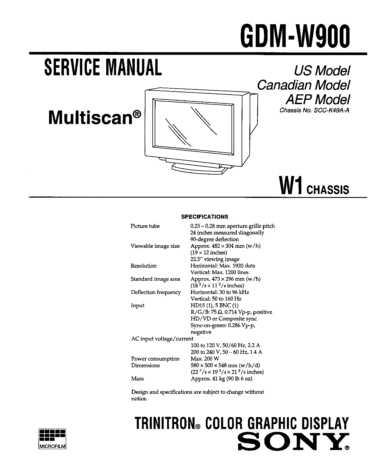Sony GDM-W900 Service Manual