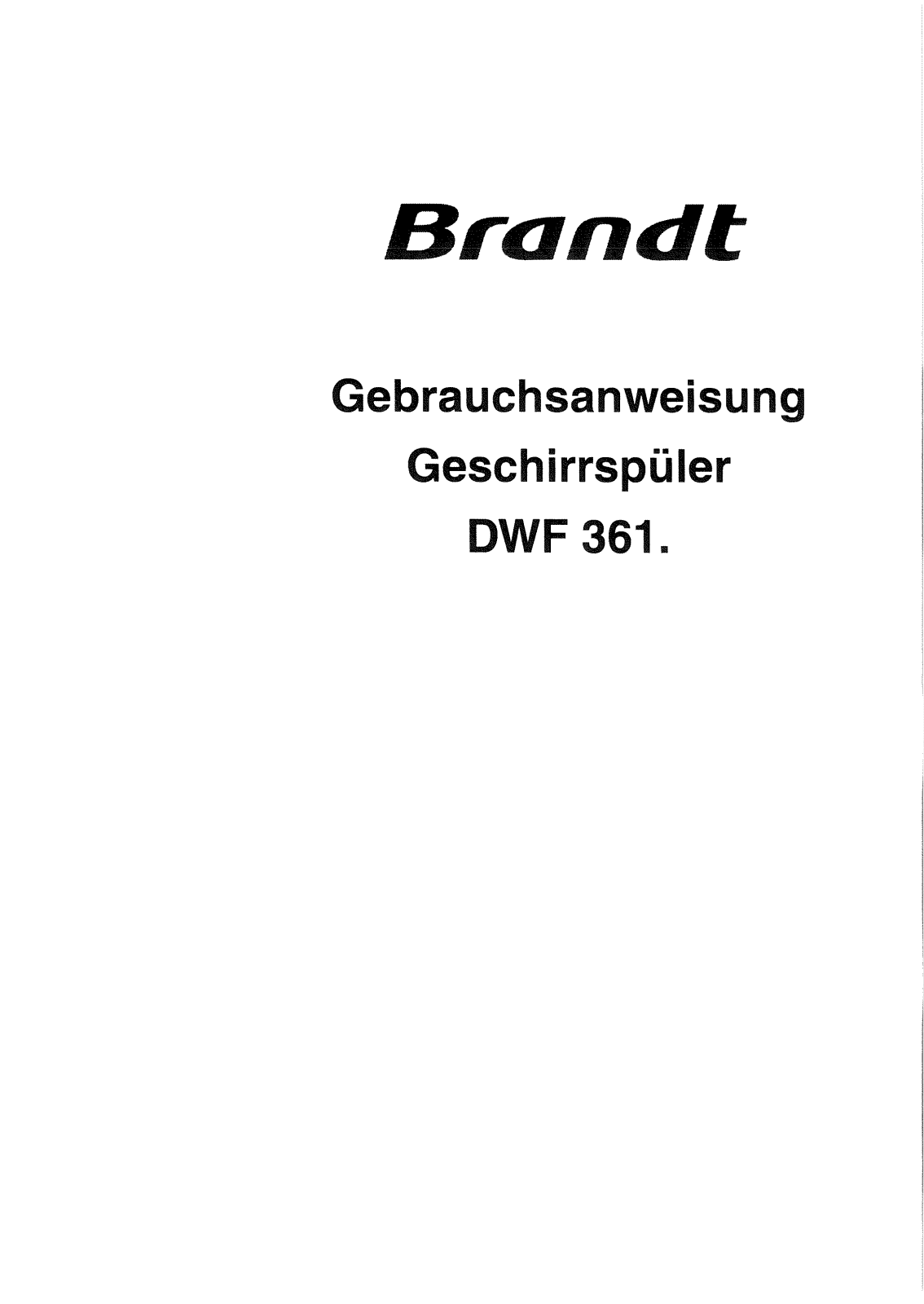 BRANDT DWF361XE1 User Manual