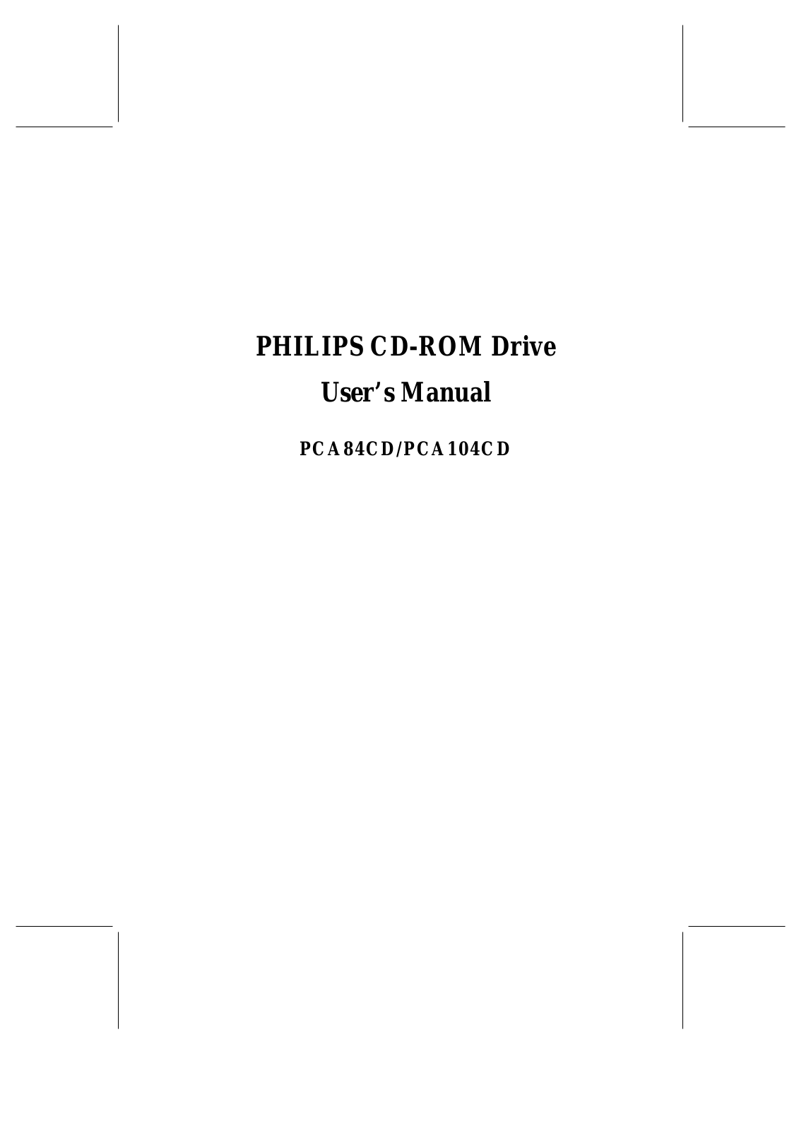 Philips PCA84CD/M2, PCA104CD/M23 User Manual